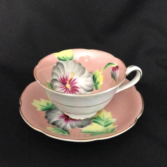 Vintage Trimont Pink Porcelain Teacup and Saucer Hand Painted Occupied Japan - Picture 1 of 6